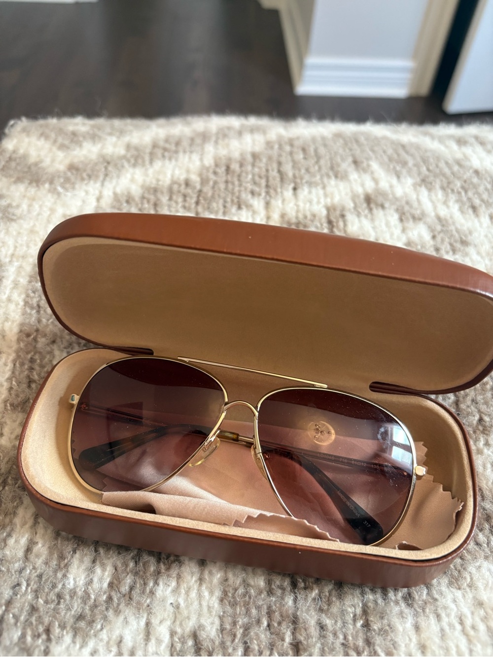 Longchamp Gold Frame Sunglasses with Brown Gradient Lenses